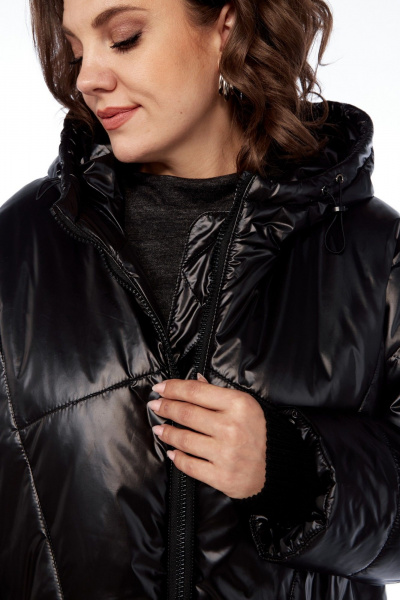 Пальто утепленное демисезонное с прорезными карманами Диомант 2024 черный - фото 5