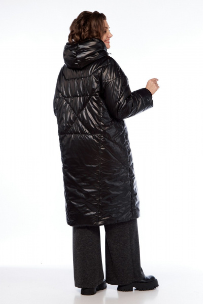 Пальто утепленное демисезонное с прорезными карманами Диомант 2024 черный - фото 3