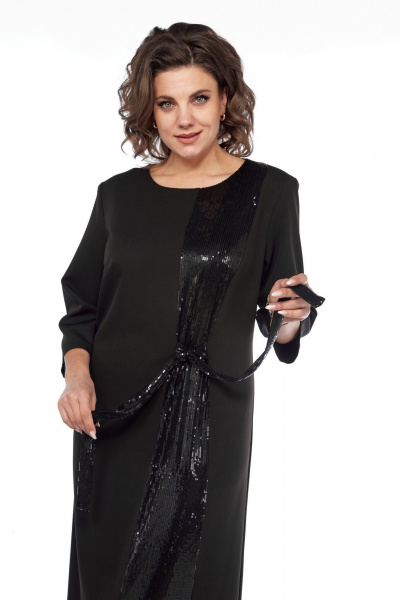 Платье расклешенное с отделочной вставкой и потайной молнией Диомант 2031 черный - фото 10