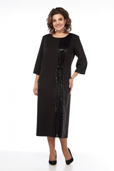 Платье расклешенное с отделочной вставкой и потайной молнией Диомант 2031 черный - фото 3