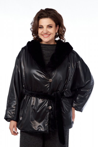 Куртка двухсторонняя из искусственного меха и плащёвки Диомант 2015 черный - фото 7