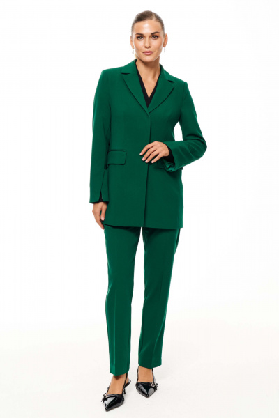 Жакет однобортный из поливискозной ткани с карманами Панда 187530w изумрудный - фото 1