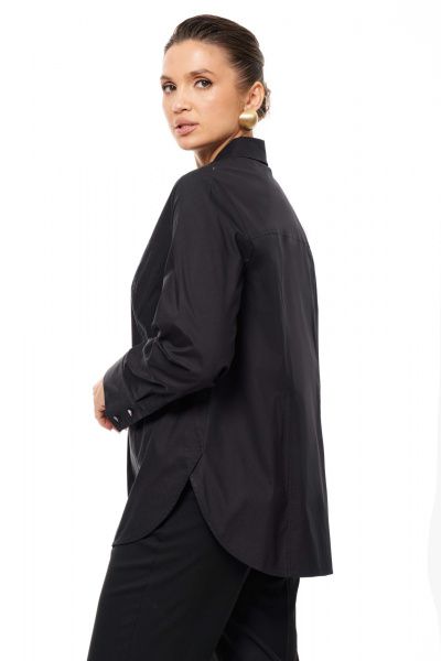 Блуза из хлопковой ткани с рельефными швами Панда 191140w черный - фото 2