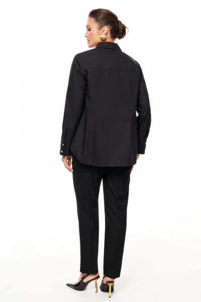 Блуза из хлопковой ткани с рельефными швами Панда 191140w черный - фото 3