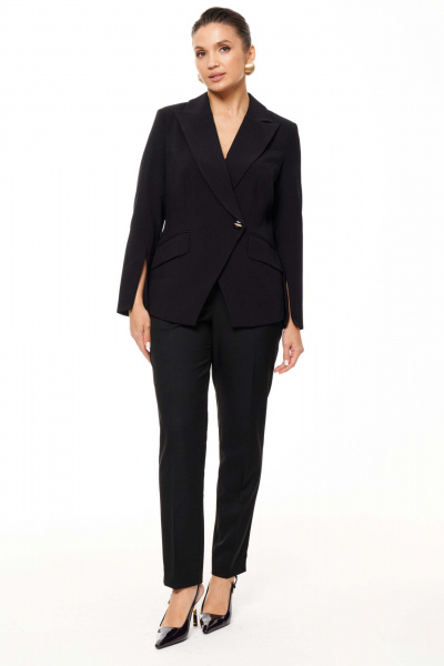 Элегантные брюки из ткани с вискозой и разрезами Панда 192260w черный - фото 1