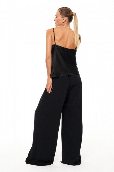 Атласная блуза с регулируемыми бретелями и V-образной горловиной Панда 210343w черный - фото 4