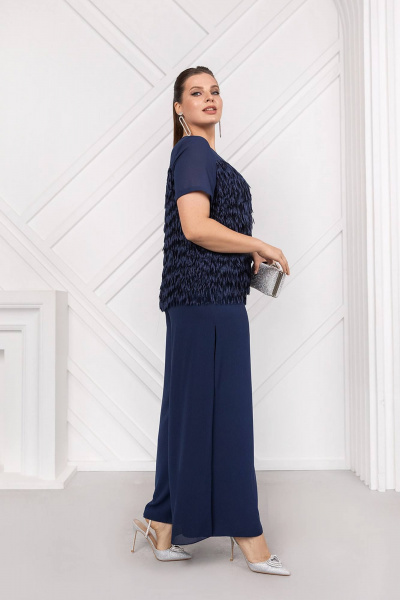 Демисезонные классические брюки с застежкой и разрезами ASV 2739 синий - фото 5