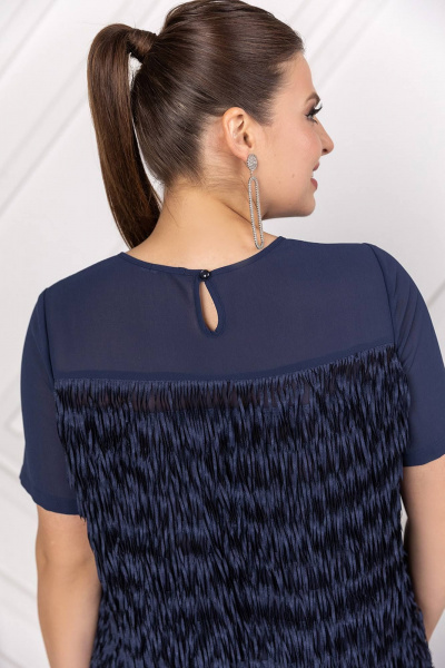 Нарядная блуза из текстиля с кокетками и коротким рукавом ASV 2740 синий - фото 5