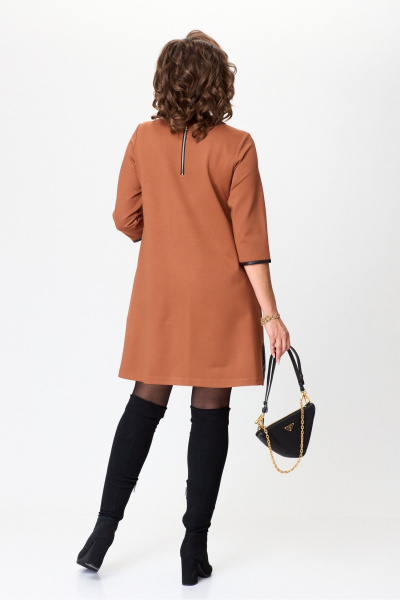 Трапецевидное платье выше колена с вышивкой и рукавом ¾ Michel chic 2140 виски - фото 6