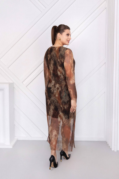 Платье прямое с разрезами и расширенной горловиной ASV 2767 коричневый - фото 6