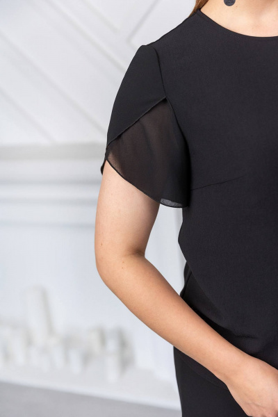 Элегантная нарядная блуза с рельефами и декоративной бахромой ASV 2766 черный - фото 4