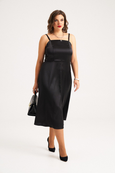 Комплект из блузы и платья из кружевного гипюра летний Almirastyle 345 черный_хакки - фото 4