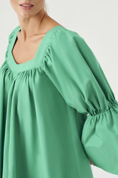 Короткое хлопковое платье с глубоким вырезом демисезонное Панда 132280w зеленый - фото 3