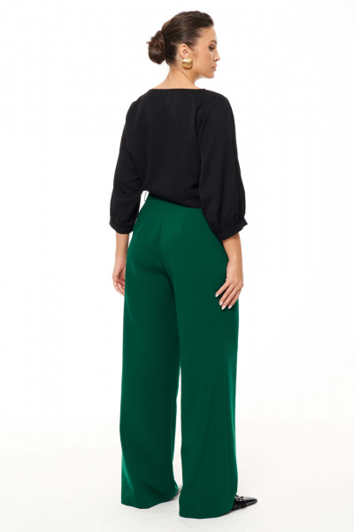 Брюки женские из текстиля классические на каждый день Панда 13260z изумрудный - фото 4