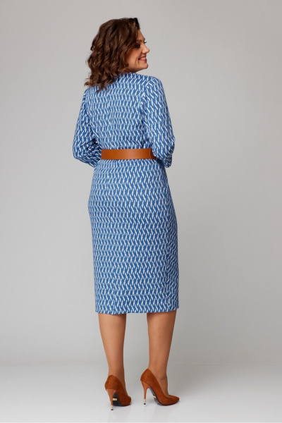 Платье с запахом из трикотажа, миди, для повседневной носки Danaida 2205 голубой - фото 3