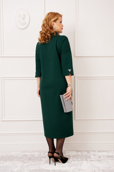 Нарядное платье из трикотажа с отделкой и разрезом, черное AGATTI 5624 изумруд - фото 2