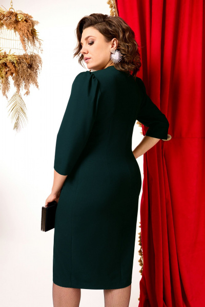 Платье из плательной ткани Барби с вырезом и тесьмой, черное AGATTI 5642 изумрудный - фото 4
