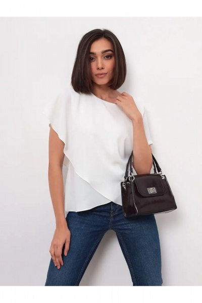 Блуза женская молочный силуэт с асимметричным низом MIRSINA FASHION 1619 молочный - фото 9