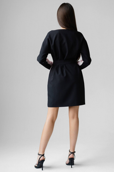 Платье приталенное с поясом двухцветное в повседневном стиле Ivera 1116 розовый - фото 9