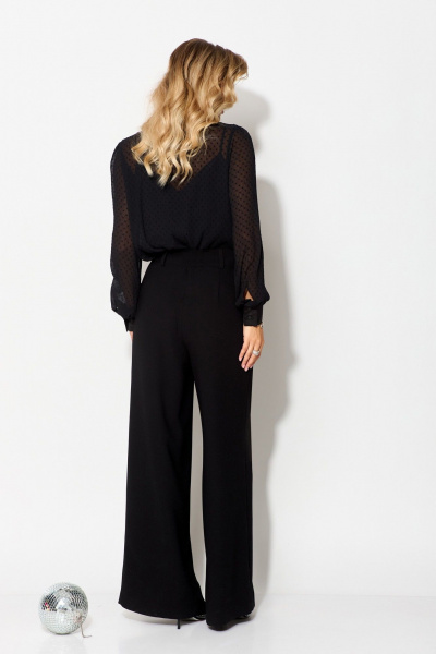 Блузка женская черная с аппликацией и разрезами Laikony L-241-1 - фото 5