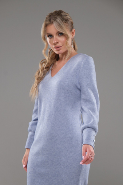 Демисезонное платье трикотажное ниже колена для повседневной носки Galean Style 913.1 голубой - фото 6