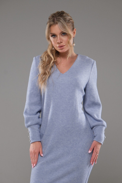 Демисезонное платье трикотажное ниже колена для повседневной носки Galean Style 913.1 голубой - фото 7