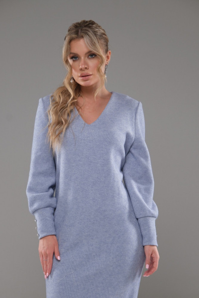 Демисезонное платье трикотажное ниже колена для повседневной носки Galean Style 913.1 голубой - фото 8