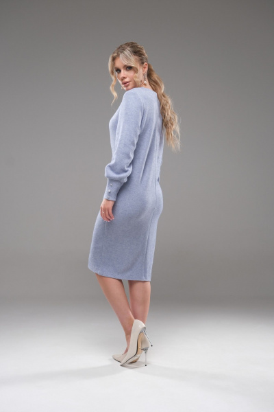 Демисезонное платье трикотажное ниже колена для повседневной носки Galean Style 913.1 голубой - фото 10