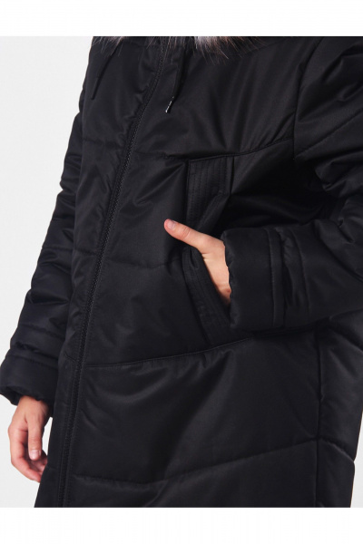 Пальто для девочки утепленное с меховой подстежкой АРТУС 24С40-Р57 черный - фото 8