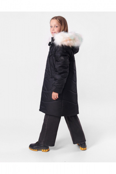 Пальто для девочки утепленное с меховой подстежкой АРТУС 24С40-Р57 черный - фото 3