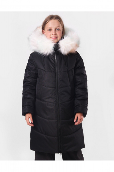 Пальто для девочки утепленное с меховой подстежкой АРТУС 24С40-Р57 черный - фото 2