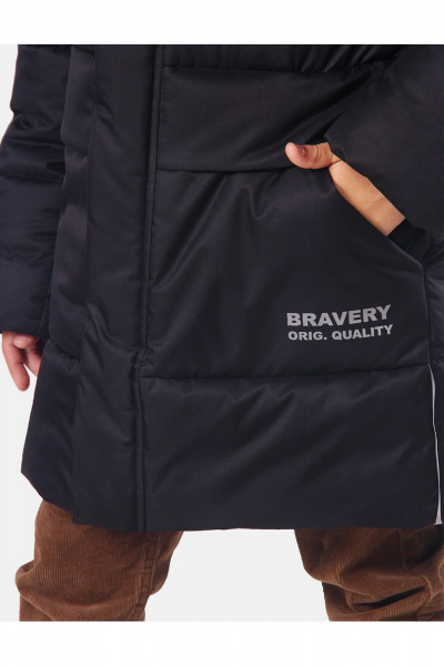 Куртка утепленная для мальчика с капюшоном и светотечностью АРТУС 24С41-Р57 черный - фото 8