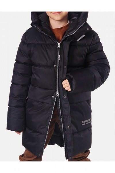 Куртка утепленная для мальчика с капюшоном и светотечностью АРТУС 24С41-Р57 черный - фото 6