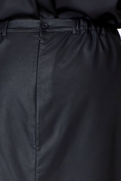 Демисезонная юбка макси из экокожи для модных образов SOVA 11251 черный - фото 6