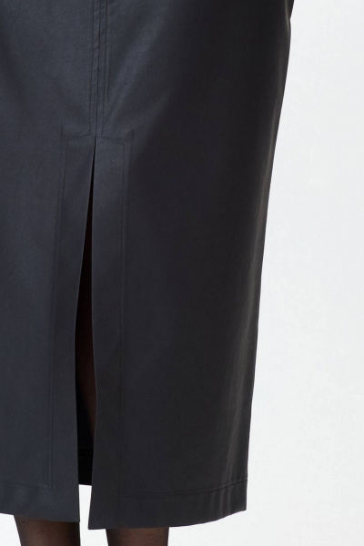 Демисезонная юбка макси из экокожи для модных образов SOVA 11251 черный - фото 5