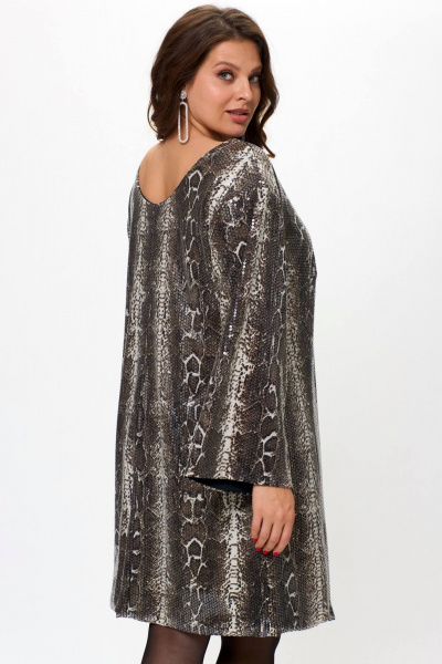 Платье из пайеток и трикотажа для вечерних мероприятий SOVA 11263 беж - фото 7