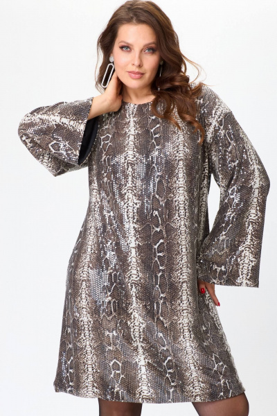 Платье из пайеток и трикотажа для вечерних мероприятий SOVA 11263 беж - фото 4