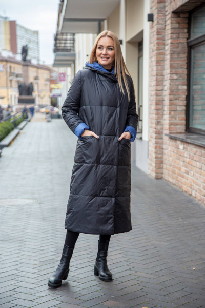 Женское зимнее двухцветное пальто из плащёвой ткани, удлиненное Azzara 3118Ч - фото 7