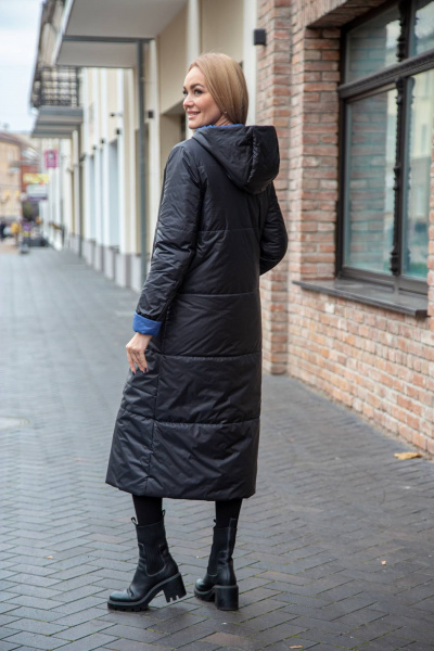 Женское зимнее двухцветное пальто из плащёвой ткани, удлиненное Azzara 3118Ч - фото 5