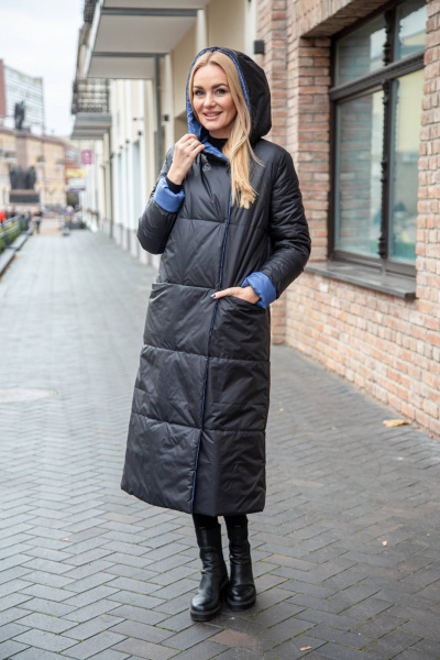 Женское зимнее двухцветное пальто из плащёвой ткани, удлиненное Azzara 3118Ч - фото 1