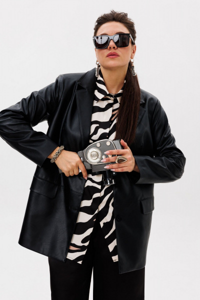 Женская рубашка из атласа с принтом, демисезонная, свободная Anelli 1503 сардоникс - фото 11