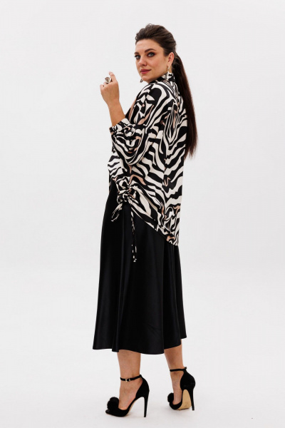 Женская рубашка из атласа с принтом, демисезонная, свободная Anelli 1503 сардоникс - фото 10