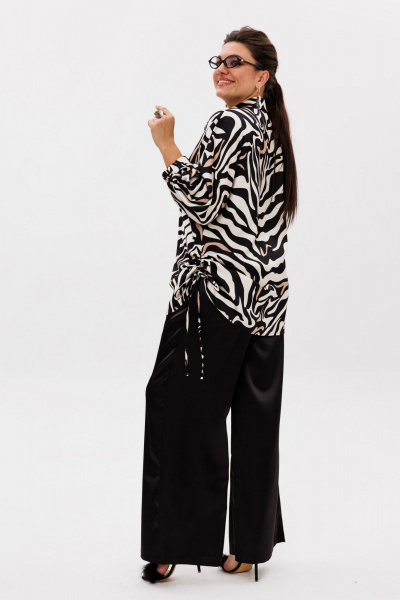 Женская рубашка из атласа с принтом, демисезонная, свободная Anelli 1503 сардоникс - фото 8