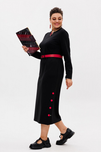 Стильное трикотажное платье с боковой шлицей и карманами, на каждый день Anelli 1498 ночная_зебра - фото 9