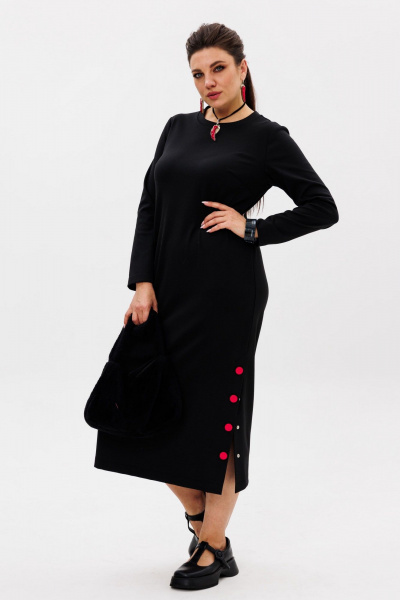 Стильное трикотажное платье с боковой шлицей и карманами, на каждый день Anelli 1498 ночная_зебра - фото 8