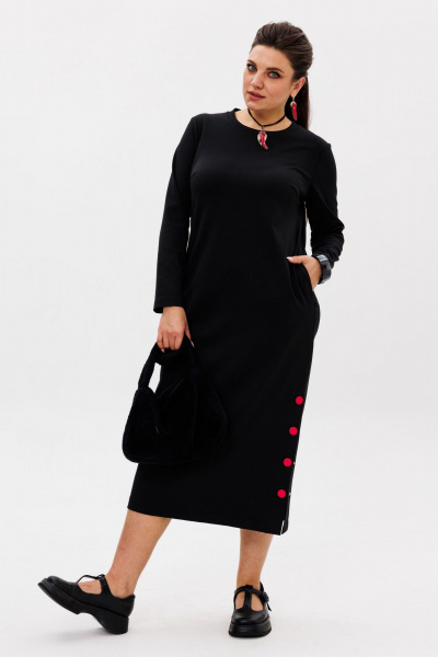 Стильное трикотажное платье с боковой шлицей и карманами, на каждый день Anelli 1498 ночная_зебра - фото 7