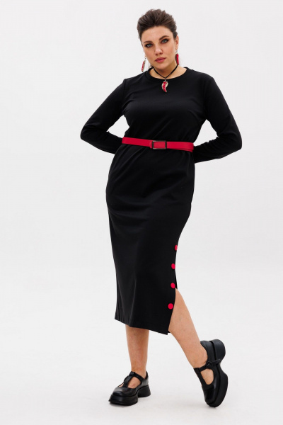 Стильное трикотажное платье с боковой шлицей и карманами, на каждый день Anelli 1498 ночная_зебра - фото 6