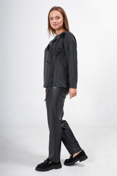 Голубая блузка с вышивкой для офисных луков Condra 16258 темный серый - фото 7