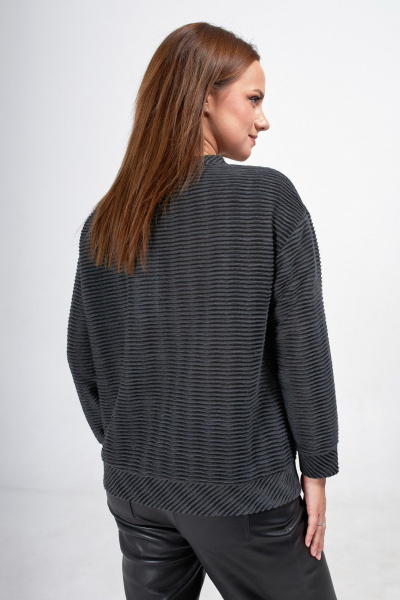 Голубая блузка с вышивкой для офисных луков Condra 16258 темный серый - фото 6