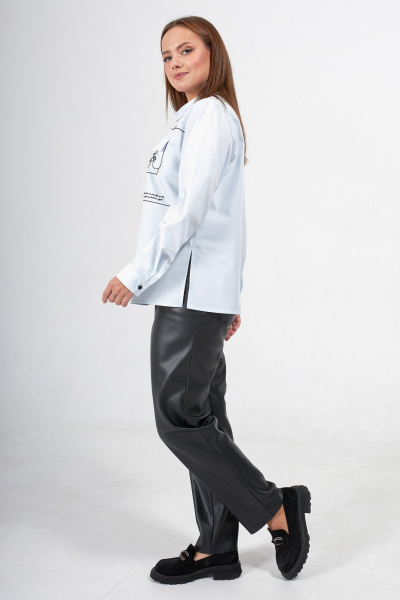 Голубая блузка-рубашка с вышивкой для делового образа Condra 16261 голубой - фото 5